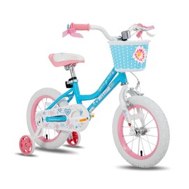 JOYSTAR christmas 2024 ornament Angel Girls Bike Toddlers Kids Age 3-9 Years Old, 12-18 Inch Kids Bike with Training Wheels & Basket - Color: Blue, Size: 14 inch