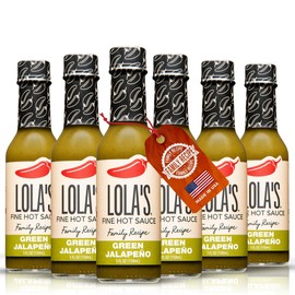 Lola’s Green Jalapeño and Serrano Hot Sauce | Fresh Jalapeños, Serrano Peppers & Lime | 0 Calories, 0g Fat, Low Sodium | All-Natural, Keto, Gluten-Free, Plant-Based | 5 Fl Oz (Pack of 6)
