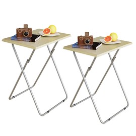Garden 4 you Tv Trays, Folding Tray Table, Dinner Tray Table with No Assembly Required&Sturdy, Foldable Snack Eating Trays Table for Living Room, 15 x 18.9 x 26 in(Natural,2PC)