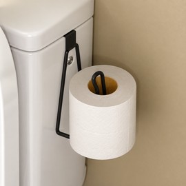 Metal Toilet Paper Holder for Bathroom – No-Drill Wall Mount Space-Saving Tissue Roll Hanger with Painted Finish