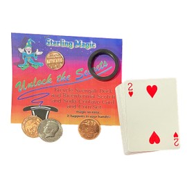 Ted's Sterling Magic Factory Cut Bicycle Svengali Deck and Bicentennial US Scotch and Soda Centavo Coin Card Trick Set (Blue)