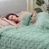 Kivik Weighted Blanket for Adult, 15 lbs Checkered Throw Blankets, Soft Dual Sided Heavy Fleece Checkerboard Blanket for Couch Sofa Bed, Queen Size 60 x 80 Inches, Sage Green