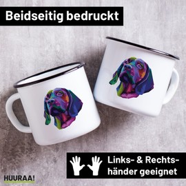 Huuraa Emaille Tasse Labrador Colorful Geschenk 300ml Vintage Labrador Geschenkidee