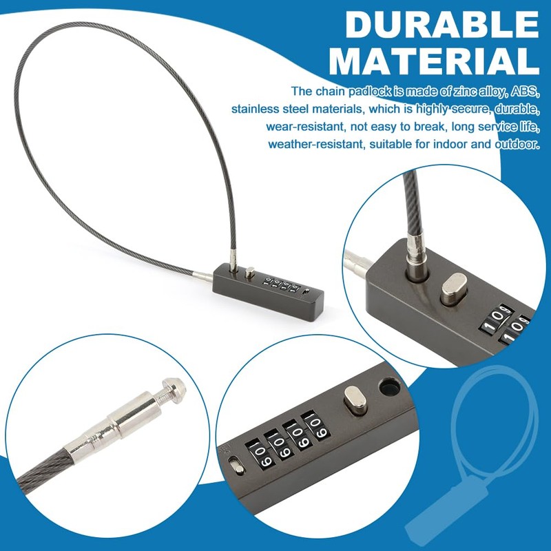 Cable Locks with Combination, Gate Locks for Outdoor Fence Gate,