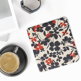 kwmobile Case Compatible with Kobo Libra 2 Case - eReader Cover - Flower Illustrations Blue/Red/White