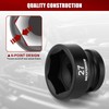 MIXPOWER 1/2" Drive Stubby Impact Socket,CR-MO,27mm,6-Point,Metric,Radius Corner Design, Axle Nut