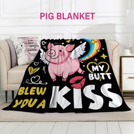 Pig Blanket, Pig Gifts, Pig Gifts for Pig Lovers, Pig Gifts for Women, Cute Pig Gifts, Pigs in a Blanket, 50" X 60" Pig Blankets for Kids, Pig Blanket Gifts Birthday Christmas