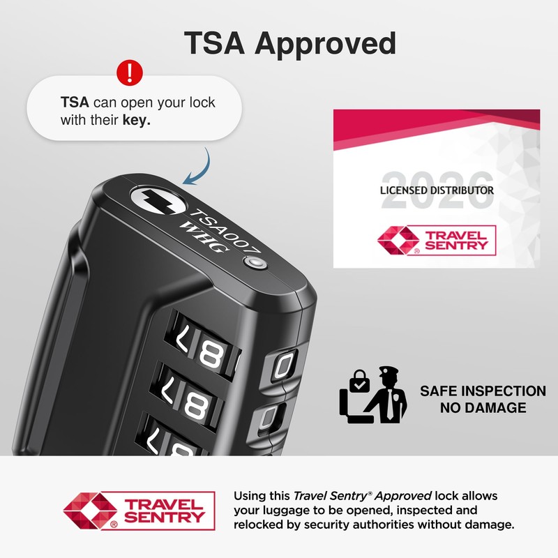 Puroma TSA Approved Luggage Locks, 4 Digit Combination Travel Cable