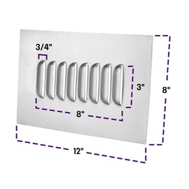 8 Hood Louver Sheet Metal Panel, 12 x 8 Inch, 18 Gauge Bare Steel