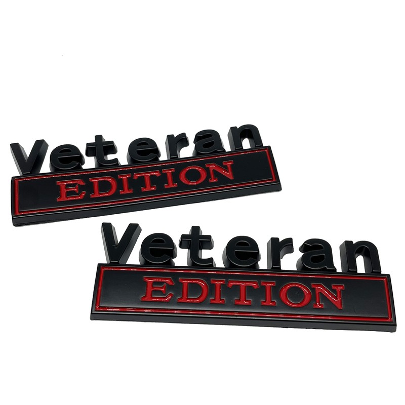 2 Pack Veteran Edition Car Emblem - 3D Metal Badge