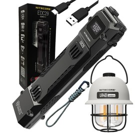 NiteCore EDC29 - LR40 White EDC29 Rechargeable Flashlight 6500 Lumens + LR40 USB-C Lantern 100 Lumens- White, Triple Light Modes, SOS, 65hrs Runtime, Outdoor Camping & Emergency Lighting
