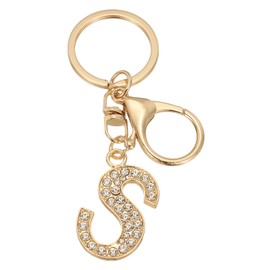 PATIKIL Initial Letter Key Chain, Letter A-Z Keychain Initials Keyring Cute Metal Crystal Alphabet Keyring for Keys Charm Handbag Purse Backpack, Golden (S)