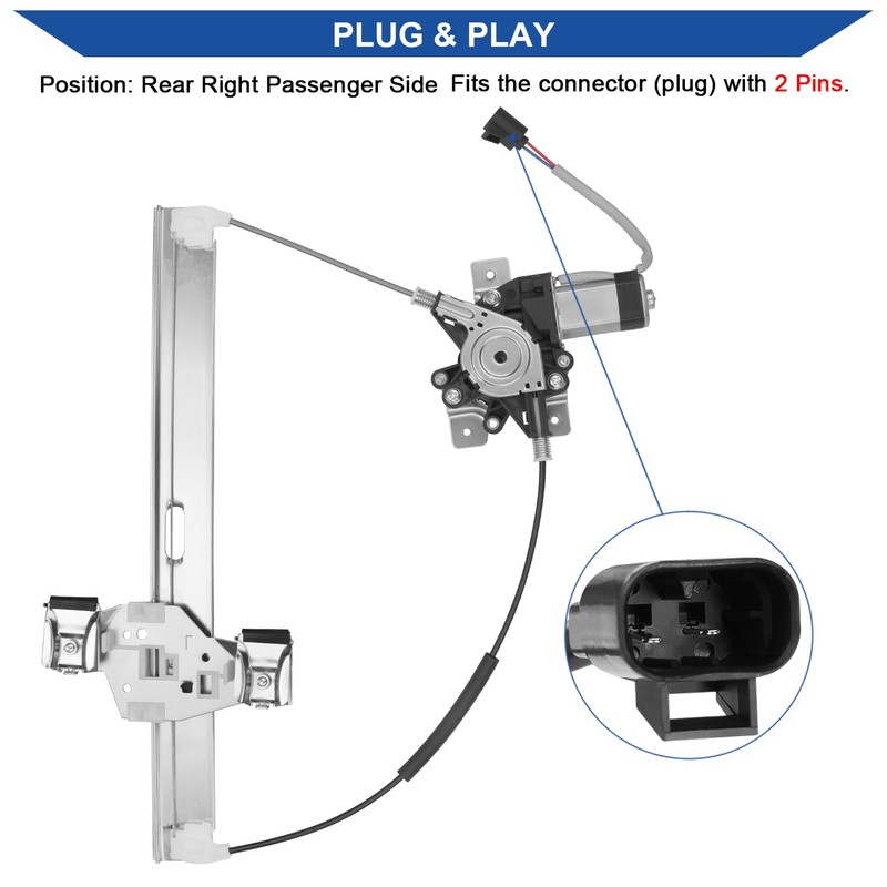 Obaee Rear Right Passenger Side Power Window Regulator with Motor