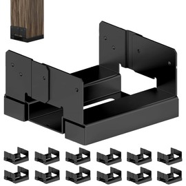 12 PCS 6x6 Black Galvanized Post Base Steel Inter 5.5x5.5 Wood to Concrete Adjustable Post Anchor with 1" Standoff for Deck Patio Gazebo Pergola