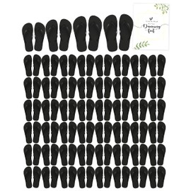 48 Pairs Flip Flops, Bulk Wedding Reception Favor Beach Pool Party Soft Sole Wholesale Case (Black)