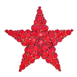 DREAMLANDSALES Stunning Full Micro Pave Red Crystal Five-pointed Star Brooches and Pins Anniversary Winter Holiday Jewelry, Crystal, crystal