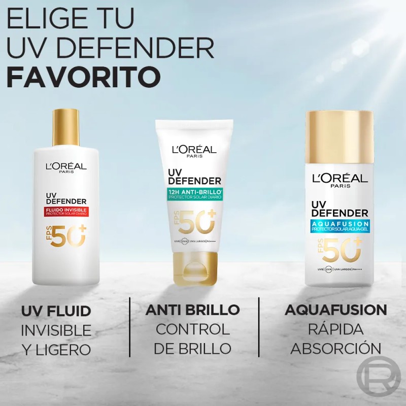 L'Oreal Paris Protector Solar Fluid FPS50+ UV Defender, 40ml