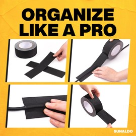 SUNALDO Gaffers Tape Heavy Duty, Easy to Rip, Residue-Free Professional Grade Floor Tape for Electrical Cords, Matte Finish Non Reflective, Weather Resistant (1, Black, 2" x 30 Yards)