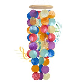 Wind Chimes for Outside - Handcrafted Rainbow Capiz Shells Windchime Coastal Style Decor for Indoor/Outdoors, Garden Decor, Great for Women, Wind Chimes Lovers and More