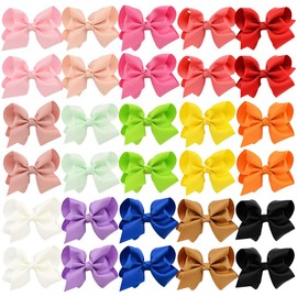 30pcs Hair Bows for Girls 3" Toddler Bows Clips Boutique Bow Grosgrain Ribbon Alligator Clips Kids Teens Hair Accessories