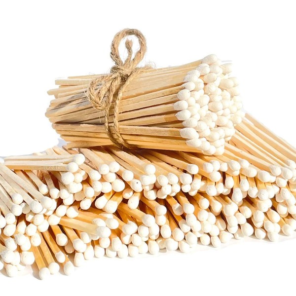 3.75" White Color Matches (100 Count) - Plus Free Striker!!! - Long Decorative Wood Match Sticks - Wholesale Bulk Matches for Holder Refill and Home Décor (White)