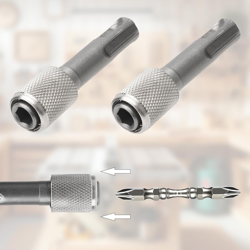 APOMOONS 2 Pcs SDS Plus Adapter, 6.35 mm Silver Bit