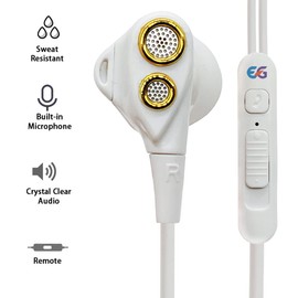 Earbuds Wired with Microphone, in-Ear Earphones Premium Stereo Sound Quality Powerful Bass, 3.5mm Earphone Plug for Smart Phones, Tablets, Android Phones, Laptop, Computer - EmmGia EG-T3 - White