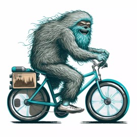 Tweed & Co Yeti riding a Bicycle