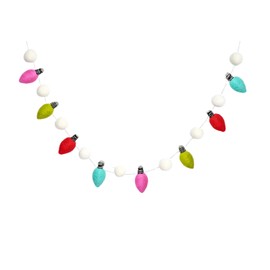 6.6Ft Christmas Felt Light Garland Banner 8 Pcs Light Bulbs Shape Rainbow Banner Xmas Colored Decorative Bunting Garland for Xmas Tree Christmas Party Holiday Home Mantel Wall Decoration