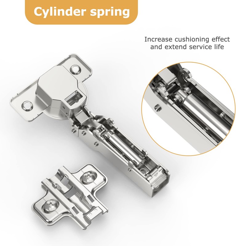 Furniware 2 pcs Soft Close Cabinet Hinge,110 Degree Half Overlay