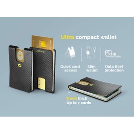 ÖGON Ultra Compact i3C Carbon Card Clip - The World's Smallest Wallet and RFID Blocking - Carbon Effect, Black, One Size, Minimalist, Black, Taille Unique, Minimalist