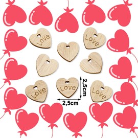 ParPix Pack of 100 Wooden Heart Confetti Wedding Decoration, Wooden Heart Wedding Scatter Decoration, Wedding Decoration Table Wooden Hearts Confetti, Heart Decoration Wedding Table Decoration, Heart