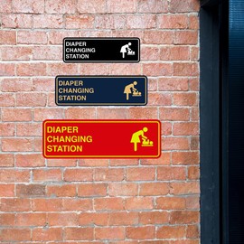 Signs ByLITA Standard Diapers Changing Station Sign (Brushed Silver) - Small