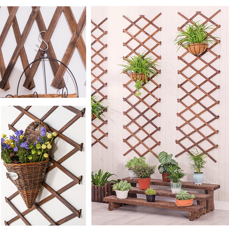 2Pack Expandable Wooden Lattice Wall,Plant Garden Trellis for Climbing Plants