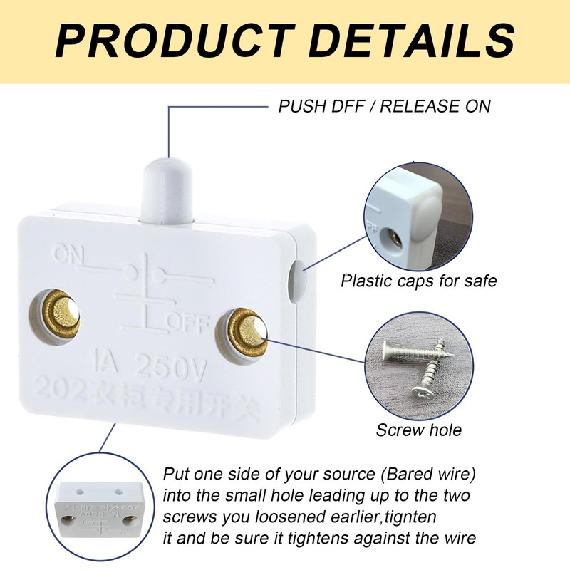 Cupboard Door Switch 1A/250A, Cupboard Light Control Switch, Pressure-sensitive Touch