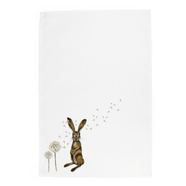 Purely Home Hares & Dandelions Tea Towel - Large Floral Wildlife Panama Cotton Kitchen Dish Towel/Drying Cloth - 67cm x 45cm