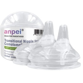 Anpei Sippy Cup - Juego de 2 pezones transicionales con funda de almacenamiento para tetina compatible con biberones Comotomo, 5 onzas y 8 onzas