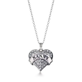 Inspired Silver - Nanny - Silver Necklace for Women - Pave Heart Pendant Chain Necklace Jewelry Gift with Cubic Zirconia - Women's Necklace Charm with Lobster Claw Clasp