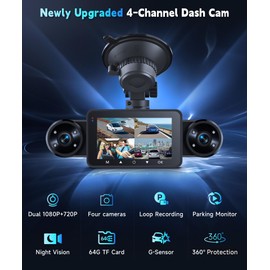 VECHTEL 1080P Dashcam Car, Car Camera, 3 Inch IPS Screen, Dashcam Car with Ultra Night Vision, Daschcam, 64GB Card, G-Sensor, 24H Parking Monitoring, Loop Recording, Reversing Assistant