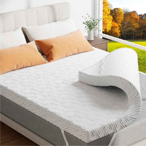 Memory Foam Mattress Topper - 3 Inch Gel Mattress Pad