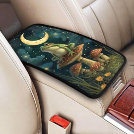 indokyeyqaz Universal Car Center Console Cushion Pad, Mushroom Moon Frog Soft Waterproof Car Center Console Cover Auto Armrest Seat Box Cover Protector for Most Vehicle SUV Truck Car