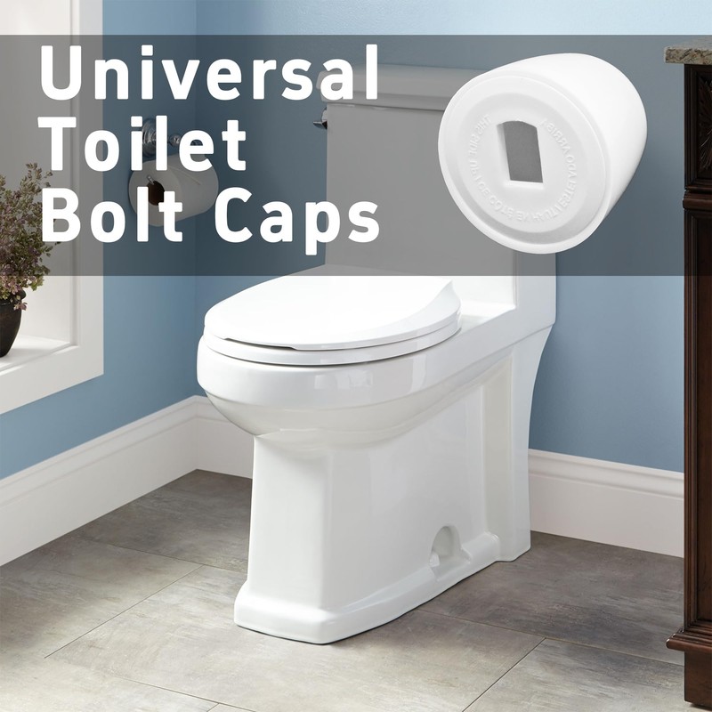 AUXBC 4PCS Universal Toilet Bolt Caps Set, White Plastic Push-On