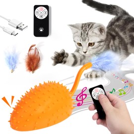 Mity rain Cat Interactive Toys for Indoor Cats, Remote Control Toy with Feather Tails, Cat Automatic Toy for Cats Exercise Catching and Chasing, Moving Electric Pet Toy with USB Charger