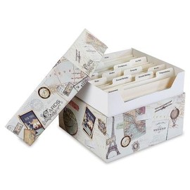 Greeting Card Organizer Box World Travels - Stores 140+ cards (not included). 7" x 9" x 9-1/2"