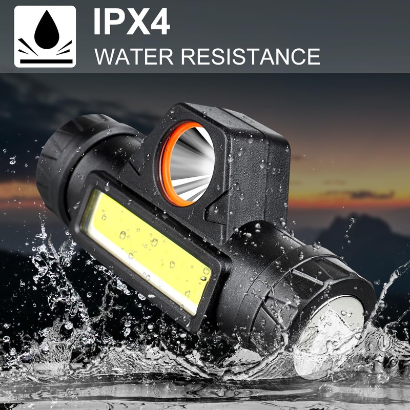 Skywolfeye Rechargeable Headlamp Super Bright LED Head Torch,Adjustable Beam,Lightweight Head