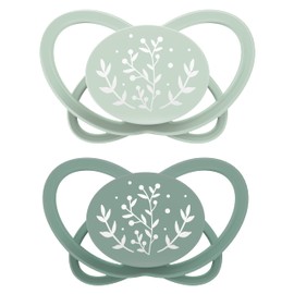 NIP Butterfly: Skin & Tooth-Friendly Dummy, Flat Teat, Soft & Flexible, Disc Extra Light & Breathable, BPA-Free, Sustainable, with Box, 0-6 Months, Green/Turquoise