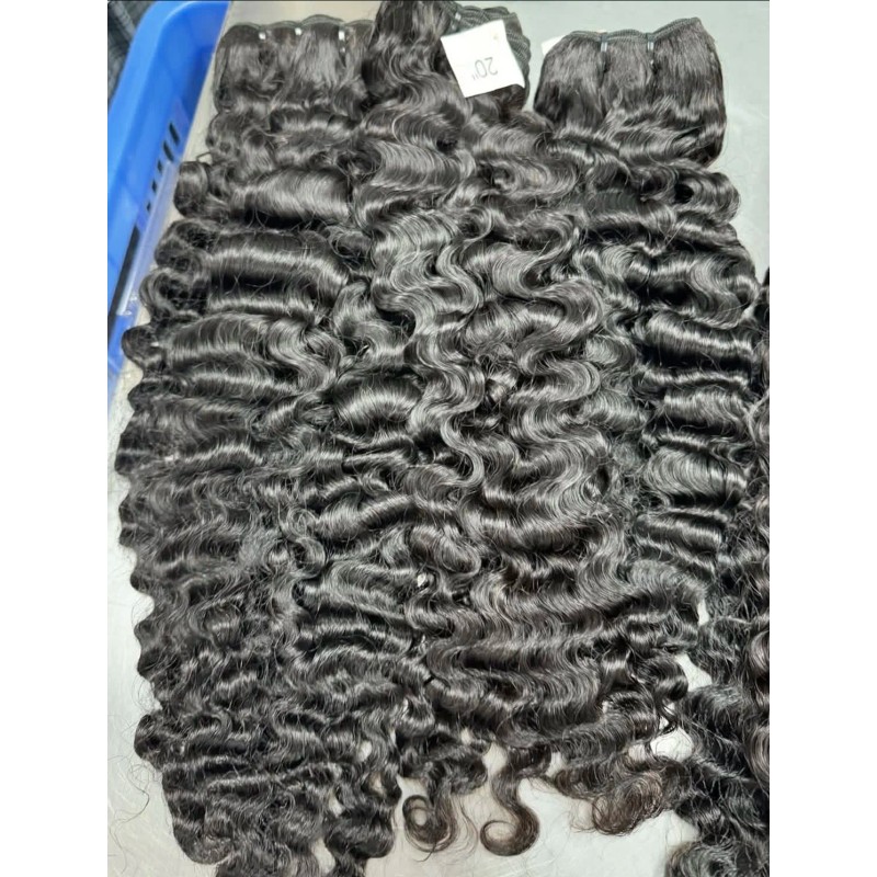100% Unprocessed Raw Human Hair Extensions Single Donor Double Weft