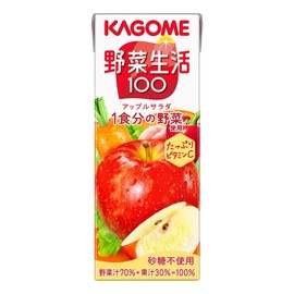 Kagome Yasai Seikatsu Vegetable Life 100 Apple Salad 200ml (Pack of 12), Japanese Carrot & Apple Vegetable & Fruit Juice, MADE IN JAPAN, Limited Stock