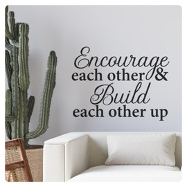 My Vinyl Story - Encourage Each Other and Build Each Other Up - Inspirational Motivational Wall Decal Sticker Art Decor Saying for Home Classroom Teamwork Family, Removable (Black, 30x22 inches)