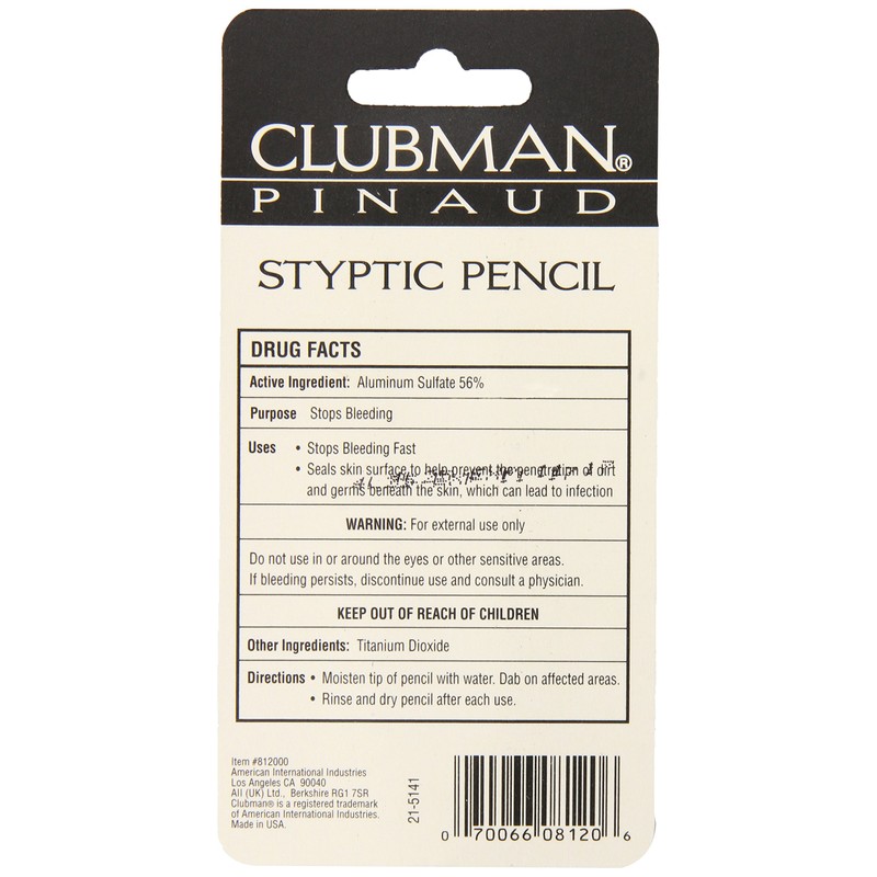 Pinaud Clubman Travel Size Styptic Pencil, 0.33 Ounce (Pack of